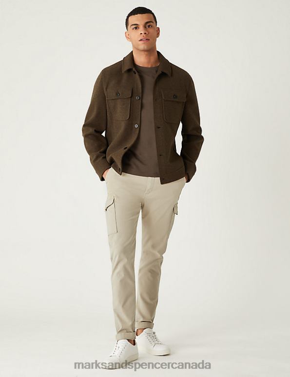 Marks and Spencer Canada - Men Natural Clothing Marks & Spencer Slim Fit Textured Stretch Cargo Trousers 20VTD5990