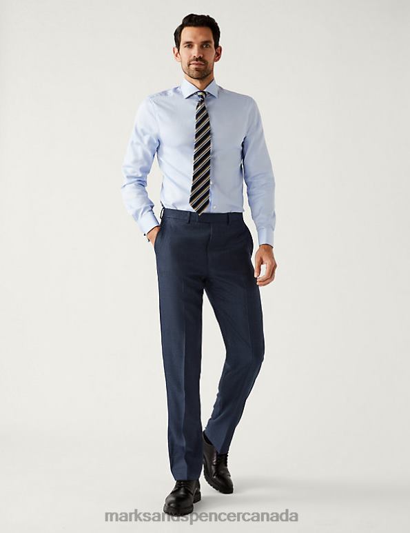 Marks and Spencer near me - Men Navy Clothing Marks & Spencer British Wool Regular Fit Check Suit Trousers 20VTD6436