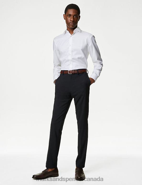 Marks and Spencer near me - Men Navy Clothing Marks & Spencer Slim Fit Flat Front Stretch Trousers 20VTD5919