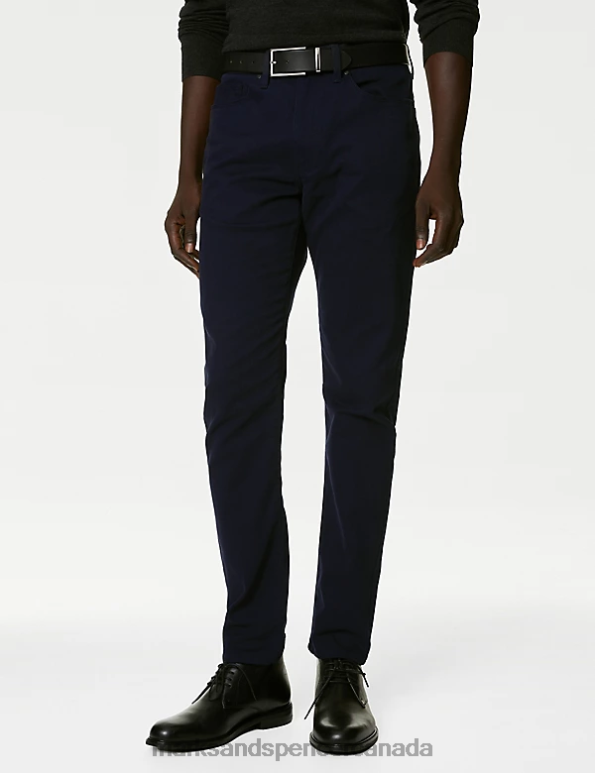 Marks and Spencer near me - Men Navy Clothing Marks & Spencer Slim Fit Italian 5 Pocket Trousers 20VTD6233