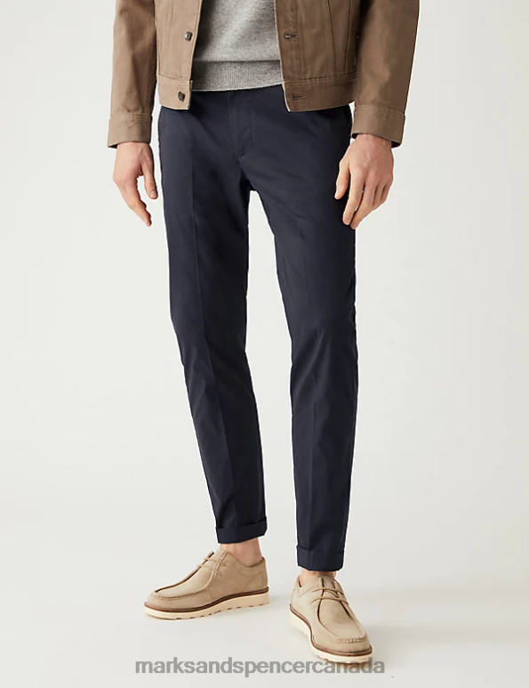 Men Navy Clothing Marks & Spencer Slim Fit Super Lightweight Chinos 20VTD6672 - Marks and Spencer Canada locations