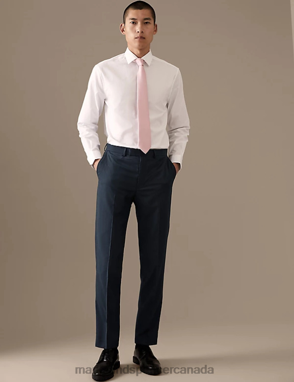 Men Navy Clothing Marks & Spencer Tailored Fit Pure Wool Suit Trousers 20VTD5830 - Marks and Spencer online