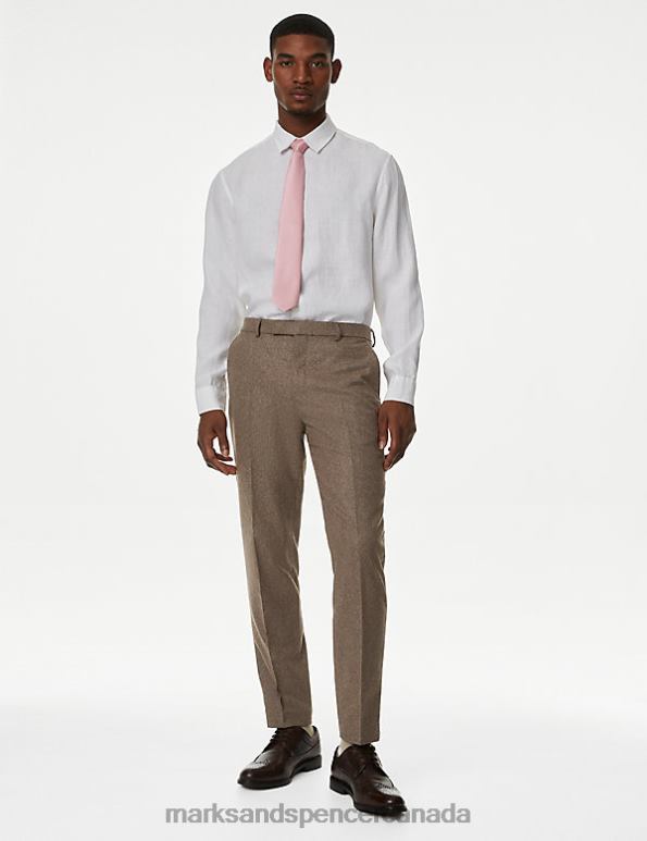 Marks and Spencer near me - Men Oatmeal Clothing Marks & Spencer Tailored Fit Wool Rich Donegal Suit Trousers 20VTD5603