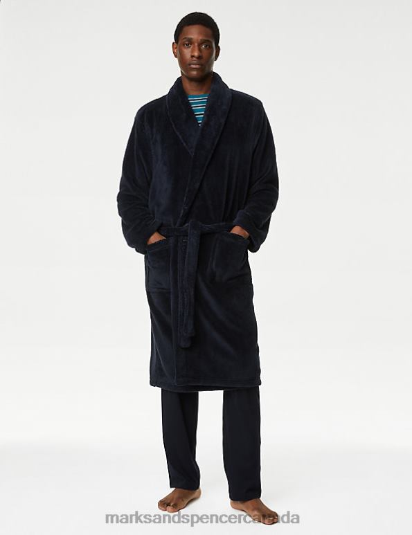 Marks and Spencer near me - Men Dark Navy Clothing Marks & Spencer Fleece Supersoft Dressing Gown 20VTD6772