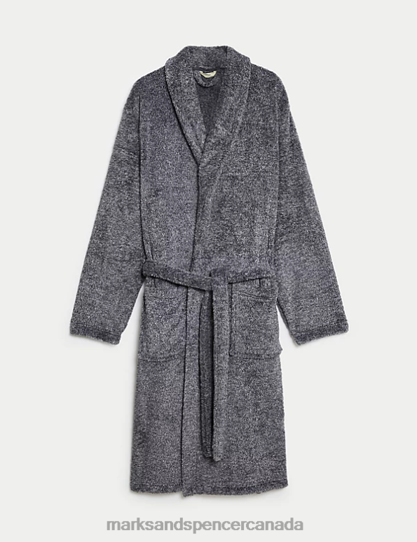 Men Grey Marl Clothing Marks & Spencer Fleece Supersoft Dressing Gown 20VTD7127 - Marks and Spencer online