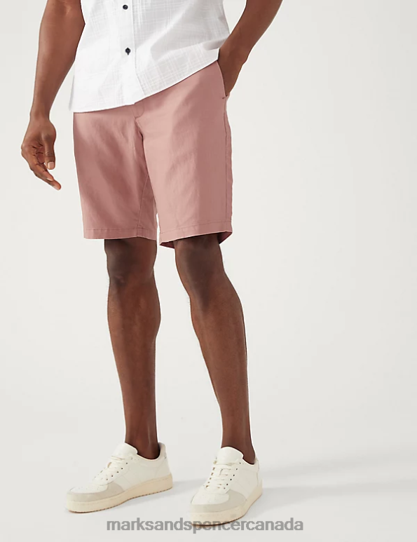 Men Antique Rose Clothing Marks & Spencer Linen Blend Chino Shorts 20VTD5583 - Marks and Spencer outlet