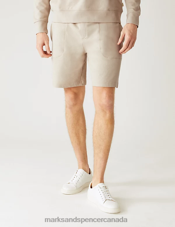 Marks and Spencer Canada - Men Beige Clothing Marks & Spencer Drawstring Jersey Shorts 20VTD5115