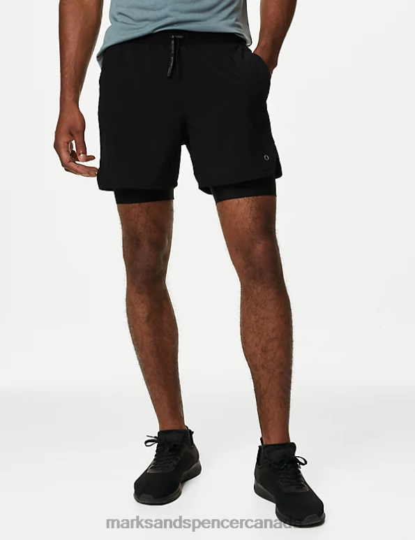 Marks and Spencer sale - Men Black Clothing Marks & Spencer Double Layer Training Shorts 20VTD6674