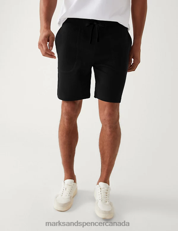 Men Black Clothing Marks & Spencer Drawstring Jersey Shorts 20VTD5119 - Marks and Spencer Canada locations