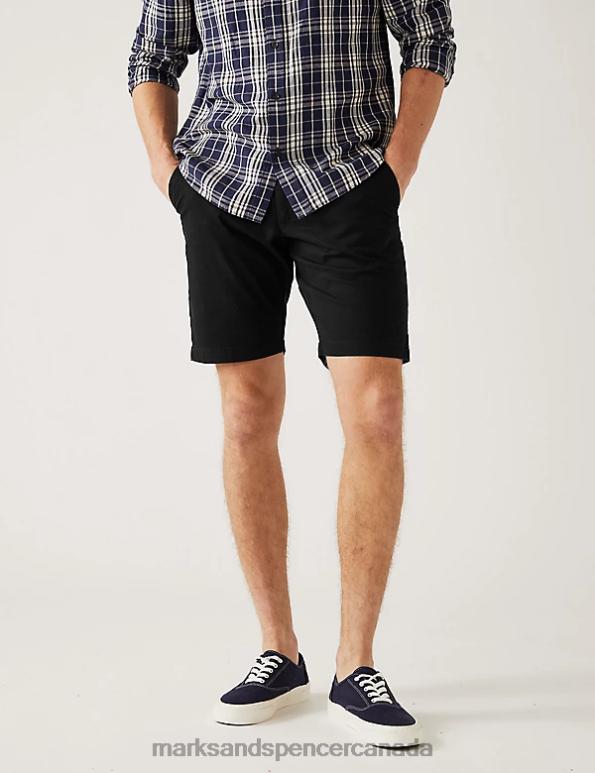 Marks and Spencer near me - Men Black Clothing Marks & Spencer Stretch Chino Shorts 20VTD6124