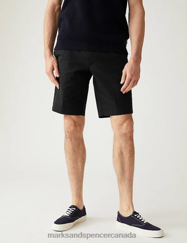 Men Black Clothing Marks & Spencer Super Lightweight Stretch Chino Shorts 20VTD6500 - Marks and Spencer Canada locations