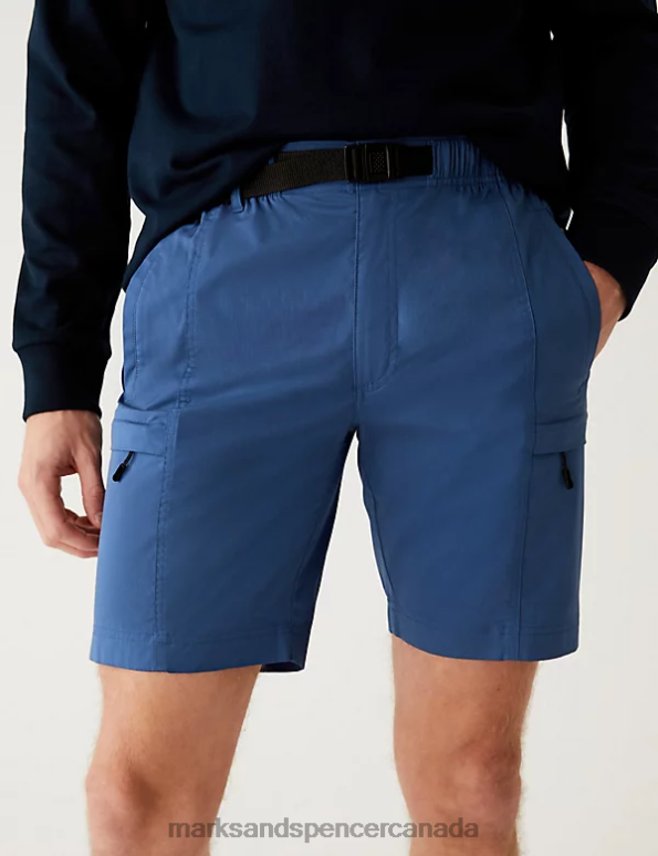 Marks and Spencer near me - Men Blue Clothing Marks & Spencer Belted Trekking Shorts with Stormwear 20VTD5400