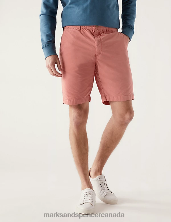 Men Coral Clothing Marks & Spencer Pure Cotton Half Elasticated Waist Shorts 20VTD6801 - Marks and Spencer outlet