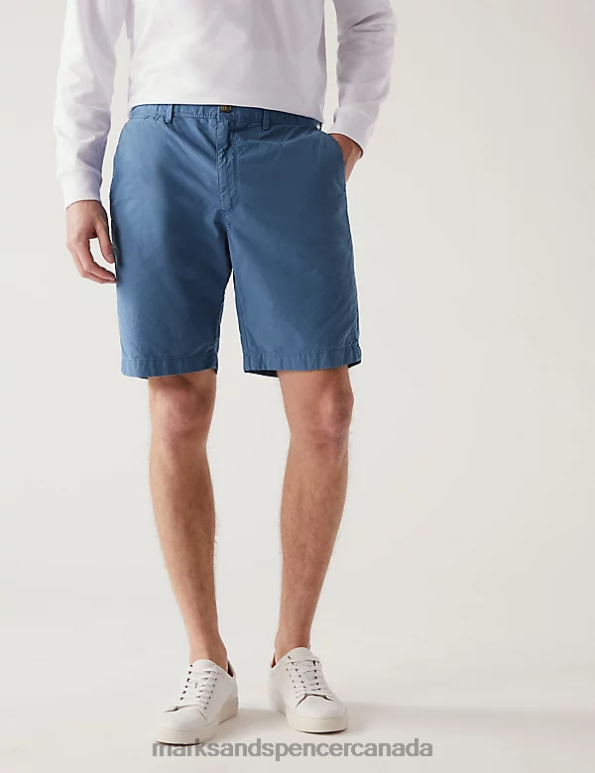 Marks and Spencer near me - Men Cornflower Clothing Marks & Spencer Pure Cotton Half Elasticated Waist Shorts 20VTD6456