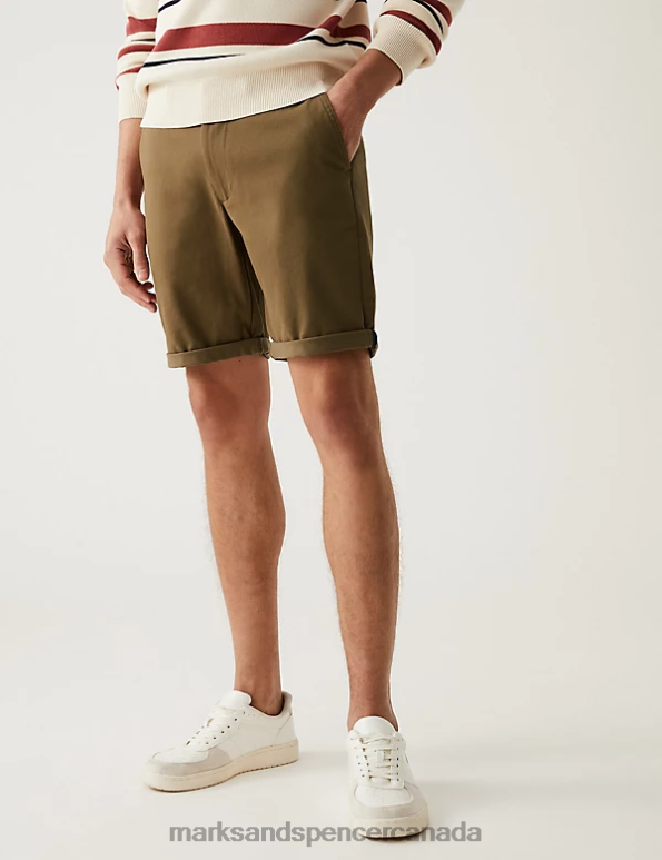 Men Dark Bronze Clothing Marks & Spencer Ultimate Chino Shorts with Stretch 20VTD6404 - Marks and Spencer outlet