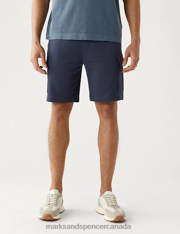 Marks and Spencer sale - Men Dark Ink Clothing Marks & Spencer Cargo Jersey Shorts 20VTD6259