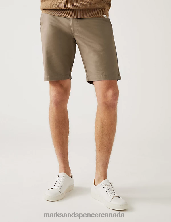 Marks and Spencer Canada - Men Dark Stone Clothing Marks & Spencer Stretch Chino Shorts 20VTD6123