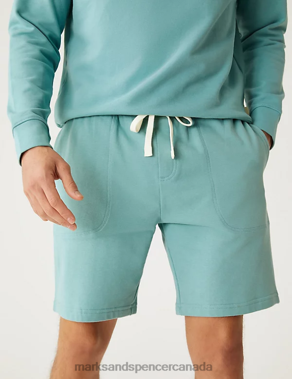 Men Dusted Aqua Clothing Marks & Spencer Drawstring Jersey Shorts 20VTD4800 - Marks and Spencer Canada locations