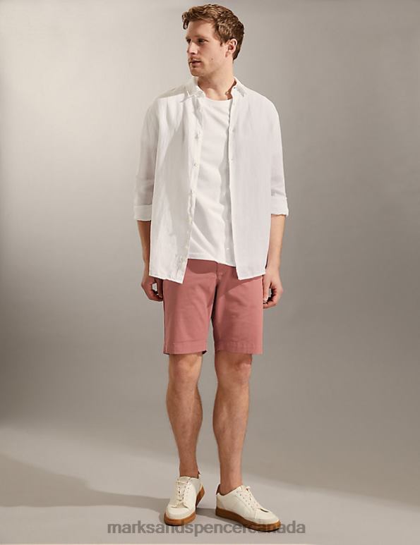 Men Dusty Pink Clothing Marks & Spencer Stretch Chino Shorts 20VTD6788 - Marks and Spencer online