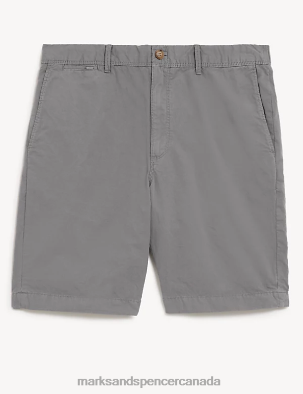 Men Grey Clothing Marks & Spencer Pure Cotton Half Elasticated Waist Shorts 20VTD6800 - Marks and Spencer Canada locations