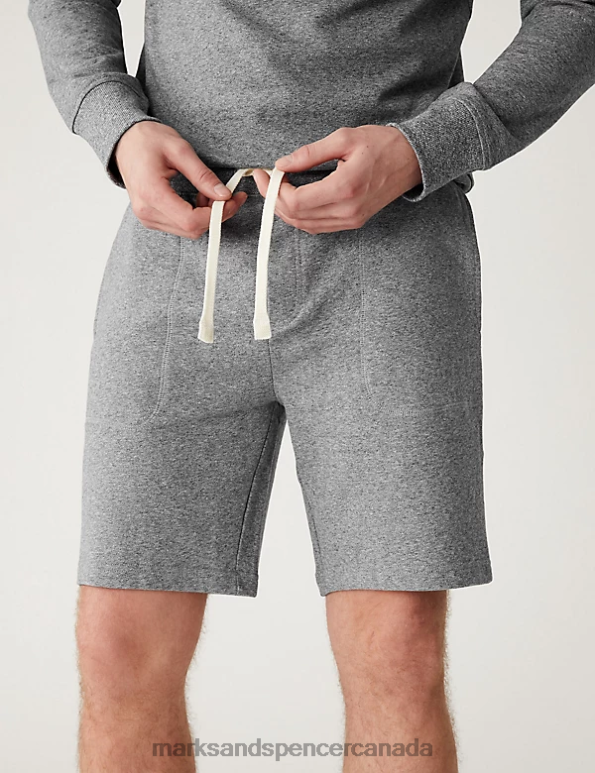 Men Grey Marl Clothing Marks & Spencer Drawstring Jersey Shorts 20VTD5114 - Marks and Spencer outlet