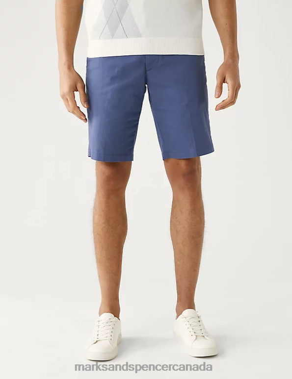 Marks and Spencer Canada - Men Indigo Clothing Marks & Spencer Super Lightweight Stretch Chino Shorts 20VTD6502