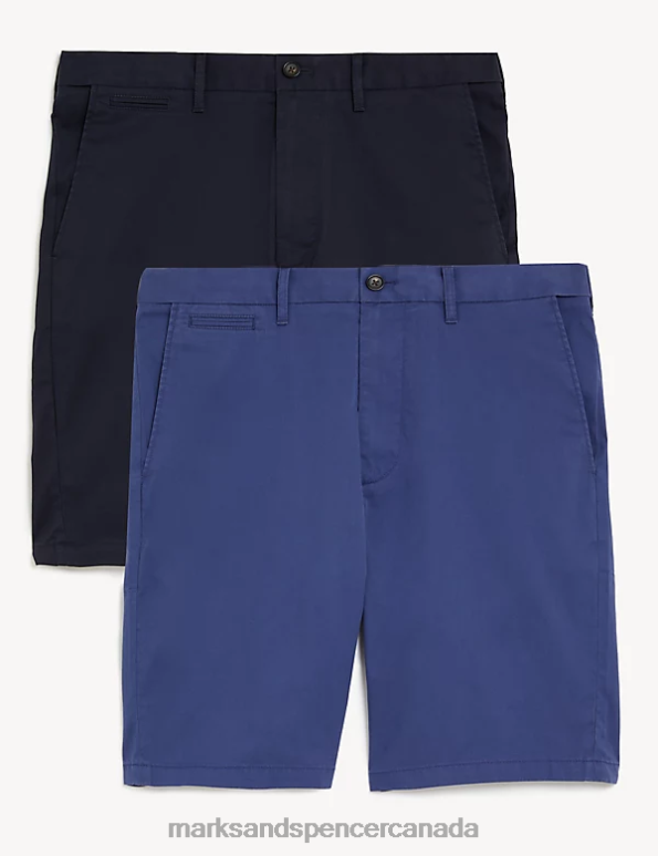 Men Indigo Mix Clothing Marks & Spencer 2pk Super Lightweight Chino Shorts 20VTD5238 - Marks and Spencer online