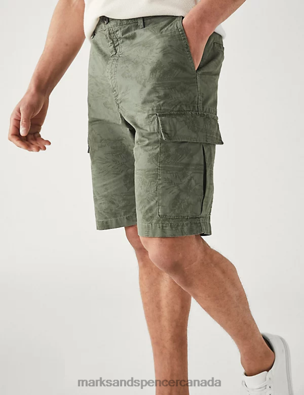 Marks and Spencer Canada - Men Khaki Clothing Marks & Spencer Pure Cotton Printed Cargo Shorts 20VTD4854