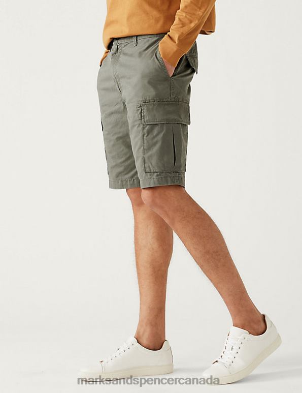 Men Khaki Mix Clothing Marks & Spencer Pure Cotton Cargo Shorts 20VTD5700 - Marks and Spencer Canada locations