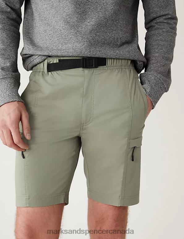 Men Light Green Clothing Marks & Spencer Belted Trekking Shorts with Stormwear 20VTD5007 - Marks and Spencer outlet