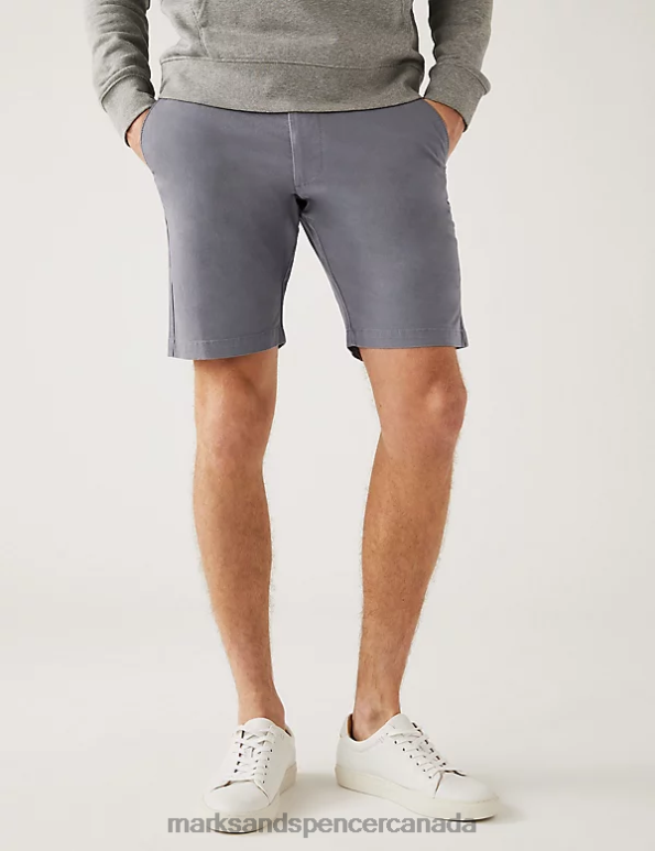 Men Medium Grey Clothing Marks & Spencer Stretch Chino Shorts 20VTD6122 - Marks and Spencer outlet