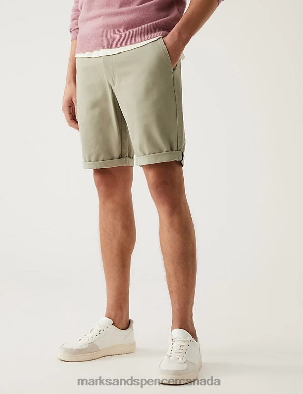 Men Mid Grey Clothing Marks & Spencer Ultimate Chino Shorts with Stretch 20VTD6735 - Marks and Spencer outlet