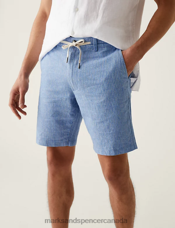 Men Mint Clothing Marks & Spencer Linen Rich Half-Elasticated Waist Shorts 20VTD5844 - Marks and Spencer outlet