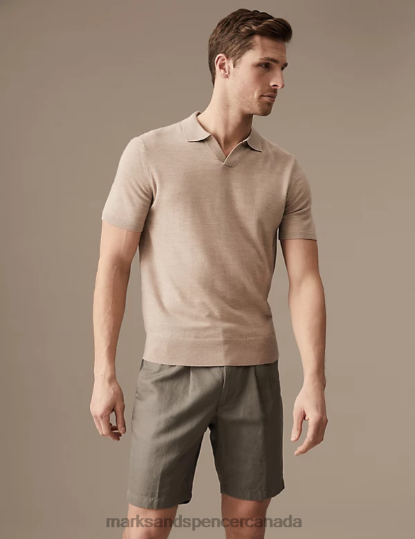 Men Mole Clothing Marks & Spencer Cotton Linen Elasticated Waist Chino Shorts 20VTD6368 - Marks and Spencer online