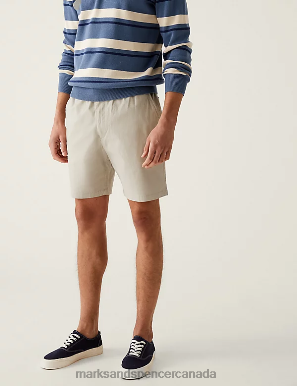 Marks and Spencer Canada - Men Natural Clothing Marks & Spencer Elasticated Waist Stretch Shorts 20VTD5456