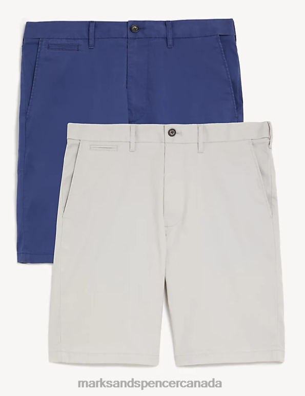 Men Natural Mix Clothing Marks & Spencer 2pk Super Lightweight Chino Shorts 20VTD5239 - Marks and Spencer Canada locations