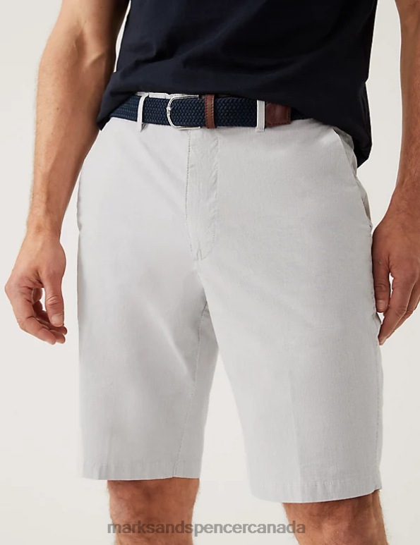 Marks and Spencer near me - Men Natural Mix Clothing Marks & Spencer Striped Belted Stretch Chino Shorts 20VTD5492