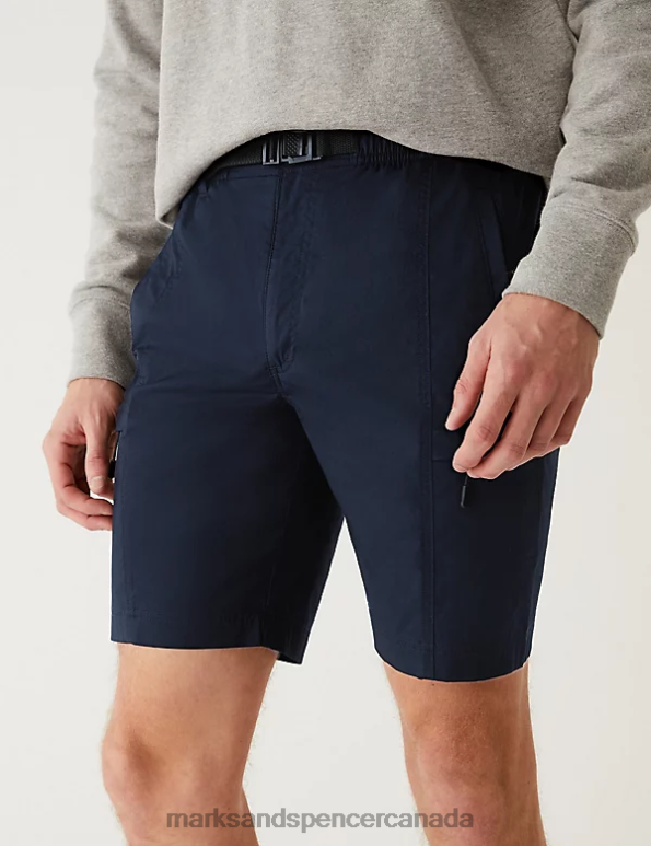 Marks and Spencer sale - Men Navy Clothing Marks & Spencer Belted Trekking Shorts with Stormwear 20VTD5401