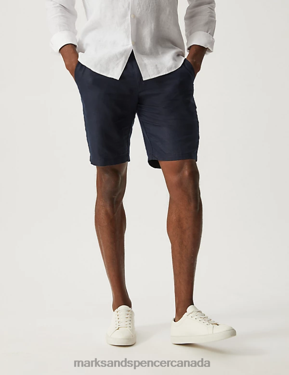 Marks and Spencer near me - Men Navy Clothing Marks & Spencer Linen Blend Chino Shorts 20VTD5585