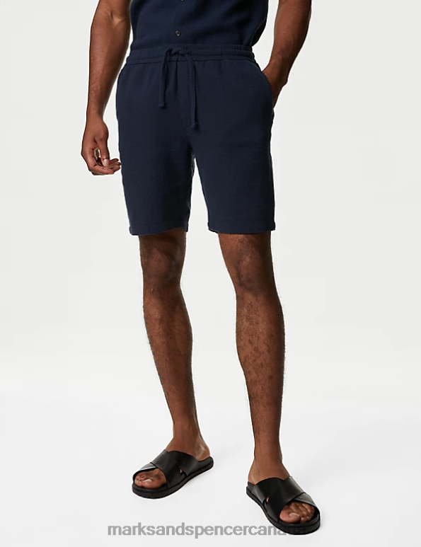 Marks and Spencer near me - Men Navy Clothing Marks & Spencer Pure Cotton Elasticated Waist Shorts 20VTD7365