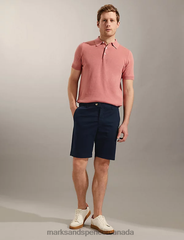 Marks and Spencer sale - Men Navy Clothing Marks & Spencer Stretch Chino Shorts 20VTD6787