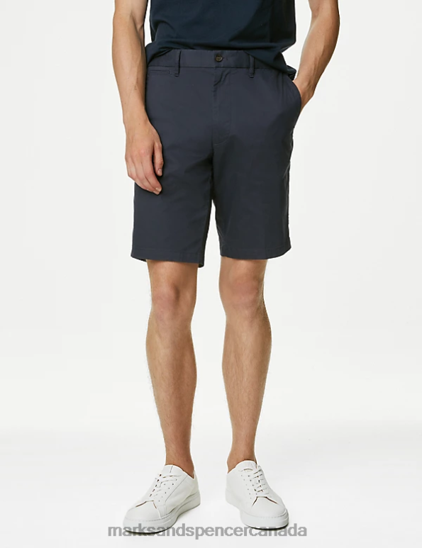 Men Navy Clothing Marks & Spencer Super Lightweight Stretch Chino Shorts 20VTD6501 - Marks and Spencer outlet