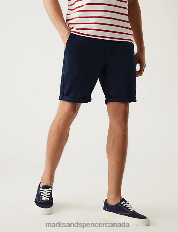 Men Navy Clothing Marks & Spencer Ultimate Chino Shorts with Stretch 20VTD6734 - Marks and Spencer Canada locations