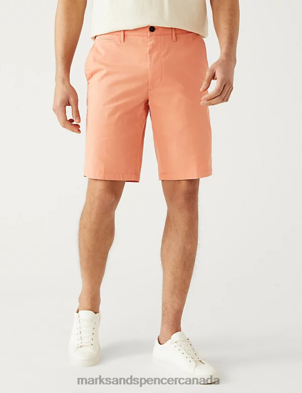 Marks and Spencer sale - Men Orange Clothing Marks & Spencer Super Lightweight Stretch Chino Shorts 20VTD6504