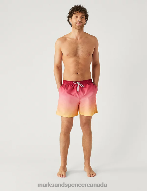 Marks and Spencer sale - Men Orange Mix Clothing Marks & Spencer Quick Dry Ombre Swim Shorts 20VTD5579