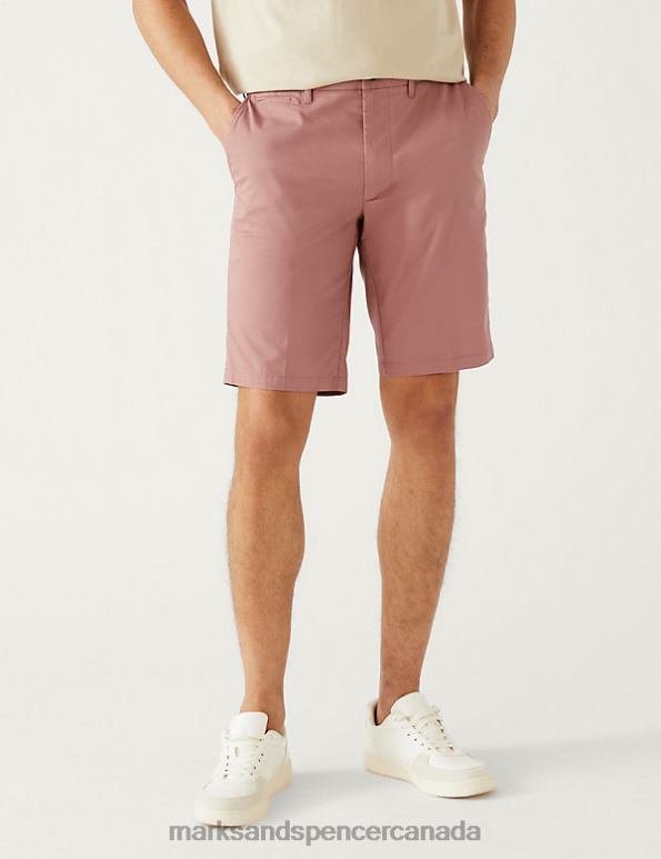 Men Pink Clothing Marks & Spencer Super Lightweight Stretch Chino Shorts 20VTD6506 - Marks and Spencer Canada locations