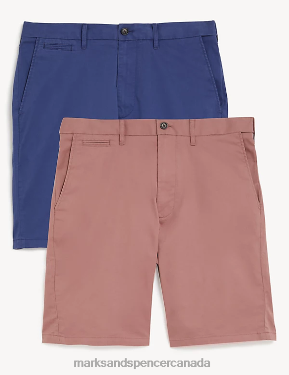 Marks and Spencer near me - Men Pink Mix Clothing Marks & Spencer 2pk Super Lightweight Chino Shorts 20VTD4890