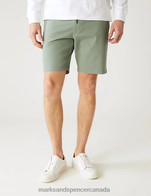 Marks and Spencer sale - Men Sage Clothing Marks & Spencer Elasticated Waist Stretch Shorts 20VTD5847