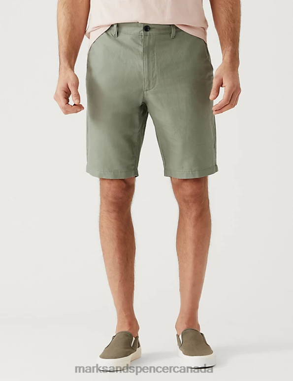 Marks and Spencer near me - Men Sage Clothing Marks & Spencer Linen Blend Chino Shorts 20VTD5184