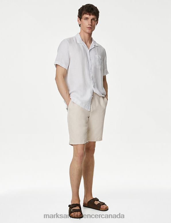 Men Stone Clothing Marks & Spencer Linen Blend Chino Shorts 20VTD5582 - Marks and Spencer Canada locations